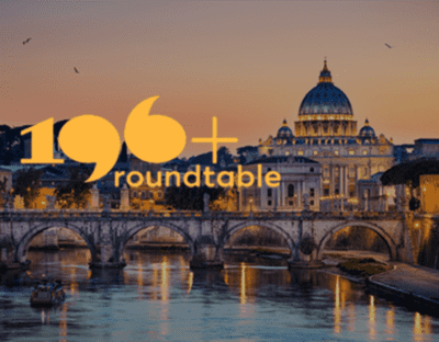 Eventfoto vom 196+ Roundtable mit dem Hintergrund einer Italienischen Stadt.